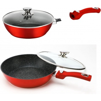 Cheffinger Koekenpan Wokpan Inductie afneembare handgreep Ø 30cm FWD-30 Rood