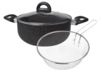 Cheffinger Braadpan friteuse frietpan met mand Ø24 inductie CF-PAFRY24 - Afbeelding 2
