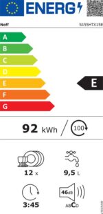 Neff S155HTX15E vaatwasser Volledig ingebouwd 12 couverts E -Outlet - Afbeelding 4