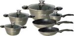 Cheffinger Cf-Fa1010: 10-Delige Marmeren Gecoate Pannenset zwart gratis verzending
