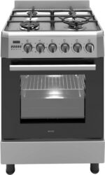 Wiggo - WO-E639R(XX) - Vrijstaand - Gasfornuis - Wok - 60 cm - 66 Liter - 4 pitten - Energieklasse B - 5 jaar garantie - Rvs