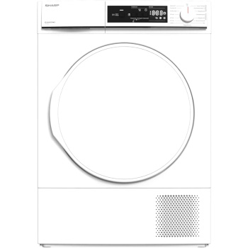Sharp KD-NHA7S7PW21-DE warmtepomp droger voorlader A++ , 7 kg, 15 programma's, 30 minuten kort programma, zachte trommel, LED interieurverlichting, kinderslot, wit