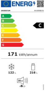 Elektronica Keukenapparaten Koelen & Vriezen Koelkasten Koel/vriescombinaties Inventum KV1850B No Frost energiezuinige koel-vriescombinatie - 185 cm hoog - 338 liter - Zeer stil: 35 dB - Superkoelen - Supervriezen - Energielabel C - Vrijstaand - Zwart - Afbeelding 4