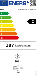 BEKO RFNE448E55W 404 l, 36 dBA, SN-T, LED-verlichting, No-Frost, ProSmart, Eco-functie, 70 x 81.3 x 191.2 cm, Wit - Afbeelding 4
